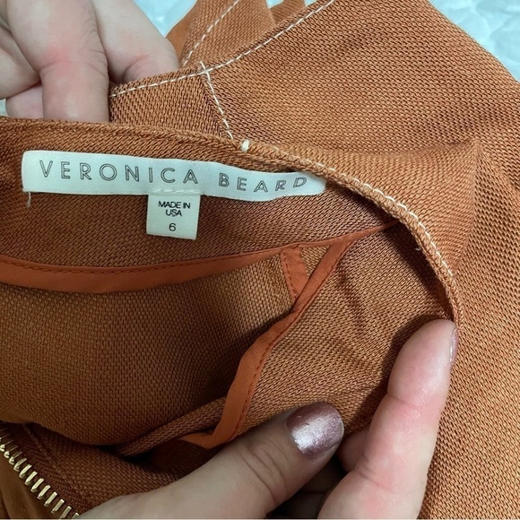 Veronica Beard Terracotta Copper Claudia Linen Blend Zip Front Midi Dress - Picture 8 of 8